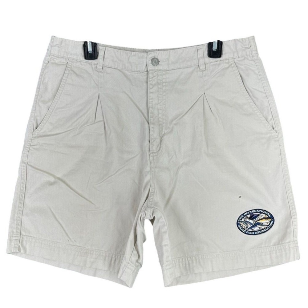 Bluewater Wear Shorts Mens‎ 36 Beige 6" Inseam Pleated Chino Canvas Fishing Game